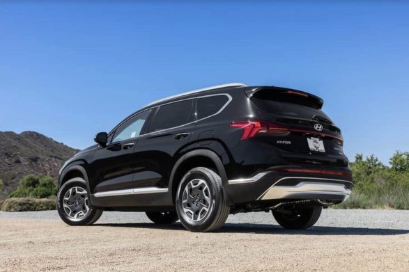 a black 2021 hyundai santa fe hybrid