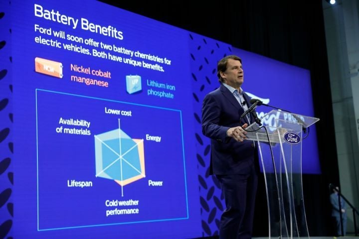 Ford President and CEO Jim Farley announcee  plans for the battery plant in February, saying it was the first automaker to commit to build both nickel cobalt manganese (NCM) and lithium iron phosphate (LFP) batteries in the U.S. and saying the project would diversify and localize its battery-supply chain, improving availability and affordability and 'strengthening consumer demand.' - IMAGE: Ford