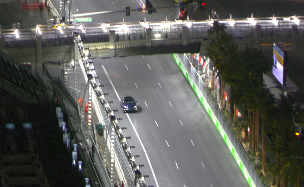 a busy highway at night